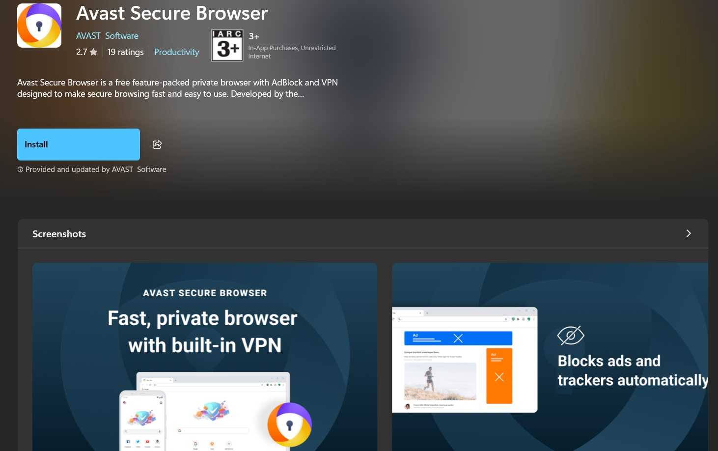 avast secure browser option