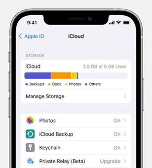 see a graph showing your icloud storage