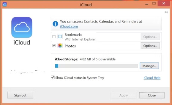 ver lo que está respaldado en icloud en windows