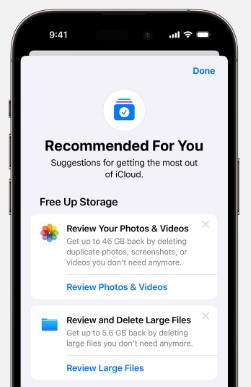 check at personalized suggestions to manage your icloud storage