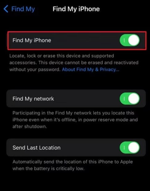 disable find my iphone when there is ios 17.5 photos bug