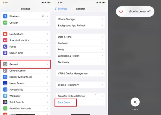 restart your iphone through the settings app