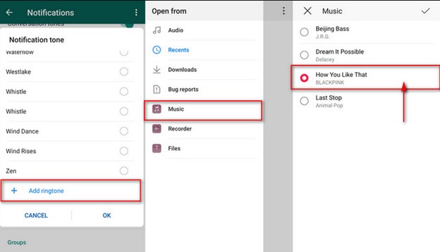 add a ringtone on whatsapp