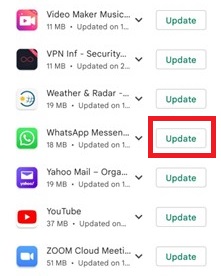 update whatsapp option