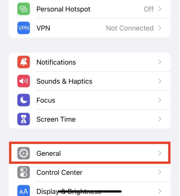 general option in settings