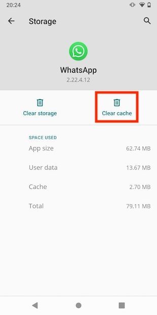 clear cache on android