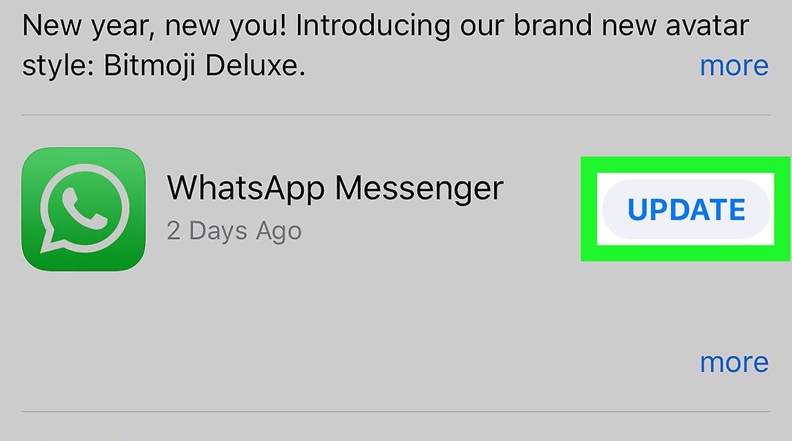 обновите приложение WhatsApp