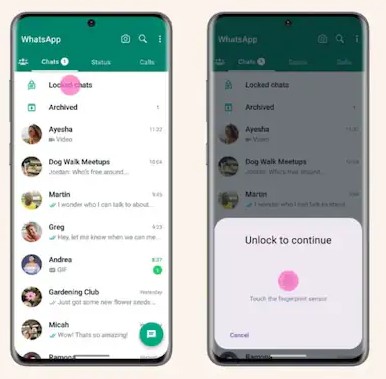 enter your phone unlock biometric or password to access the locked chats folder
