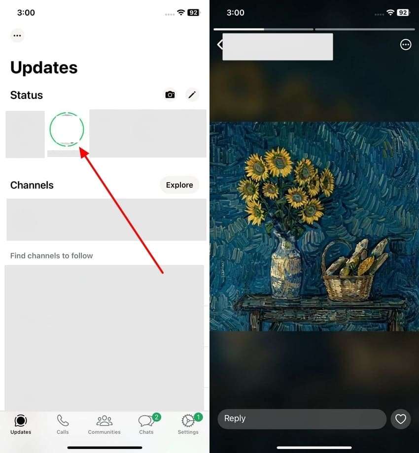 display status and screenshot iphone 