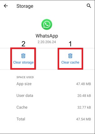 clear storage and cache options