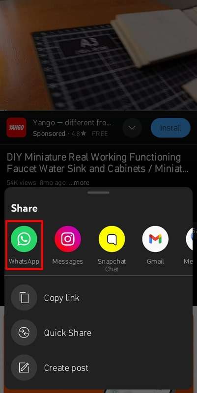 share youtube video on whatsapp