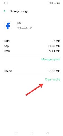 tap your target app and choose storage usage to clear cache