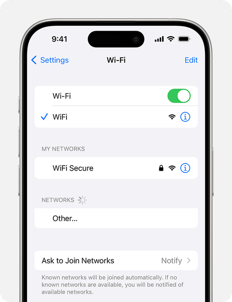 connect to wifi network iphone