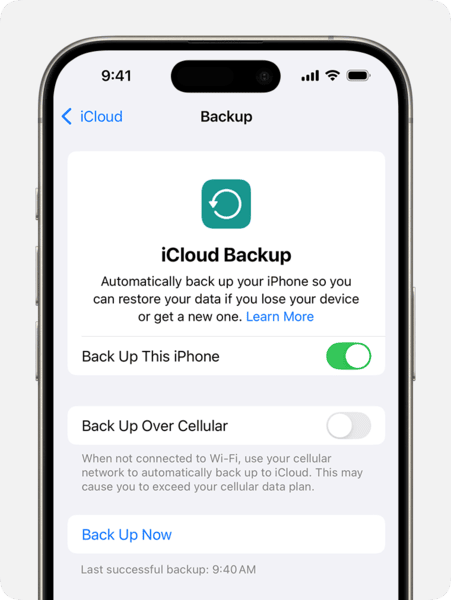 enable icloud backup