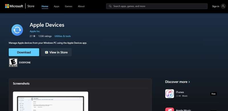 download apple devices app microsoft store