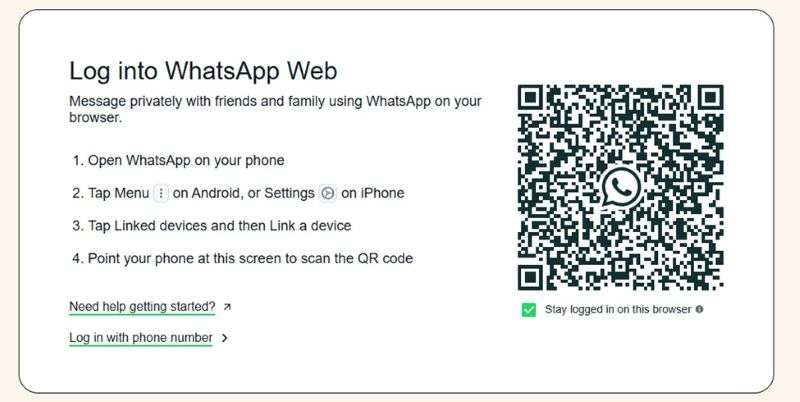 how to log into whatsapp web