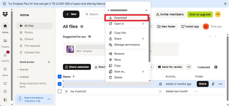 click the download option