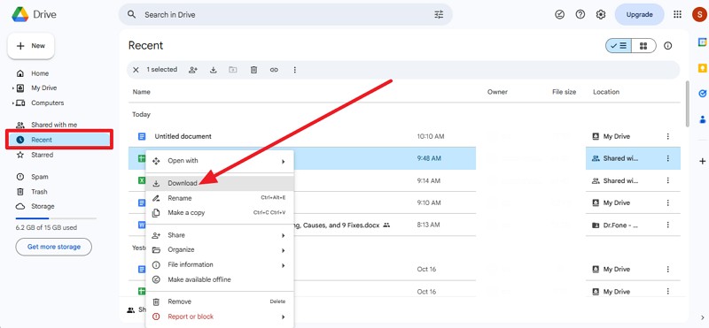 tap the download option