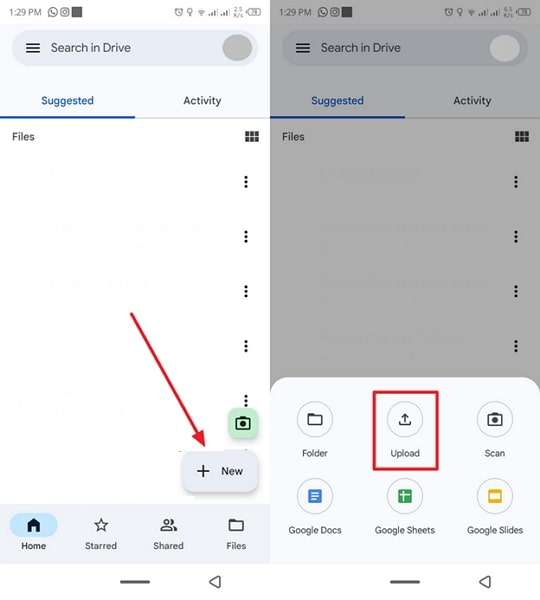 upload android data to google drive