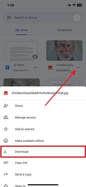 download android data to iphone