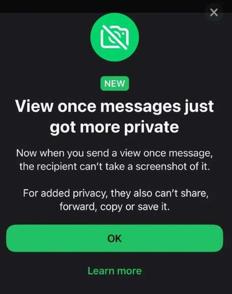 whatsapp view once guidelines