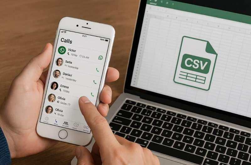 export whatsapp call history to csv
