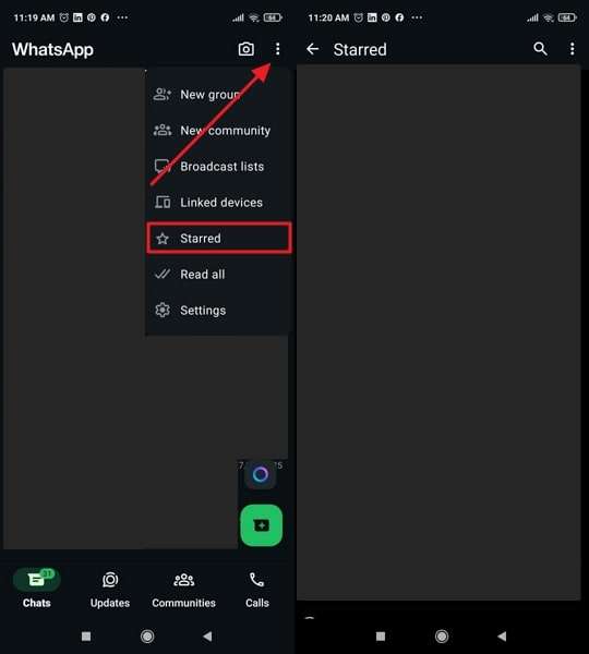 select starred from android