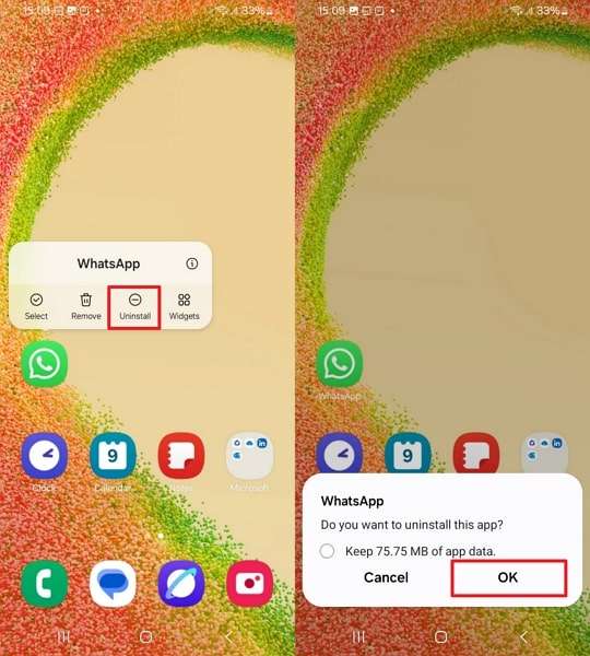 uninstall whatsapp on android