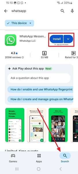 install whatsapp on android