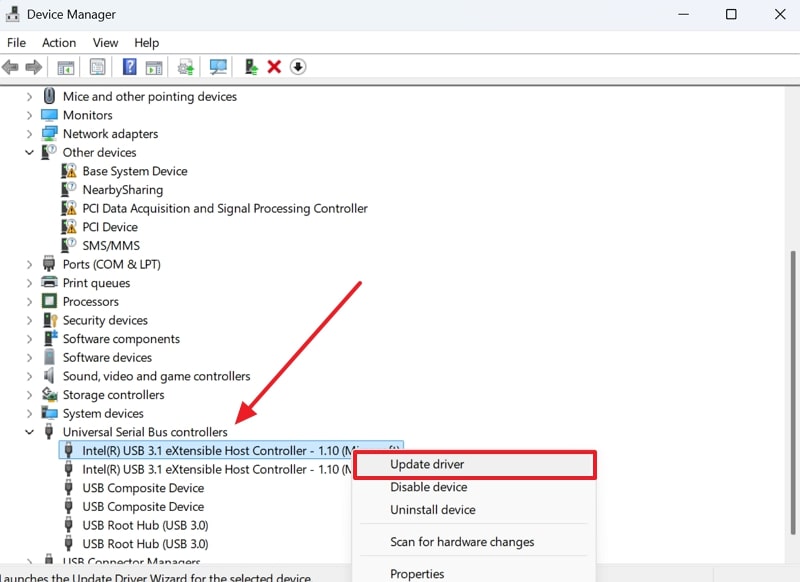 choose update usb driver