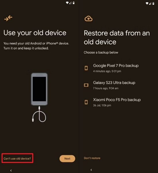 restore the google backup