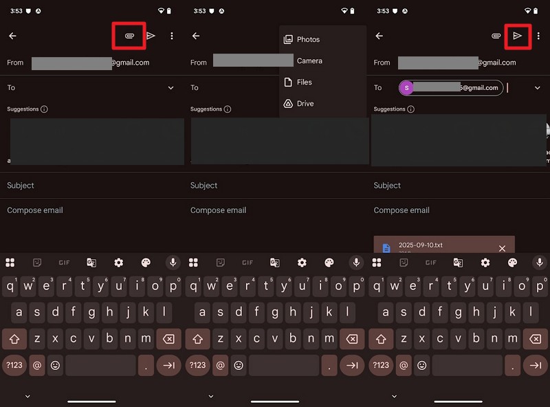attach file and send