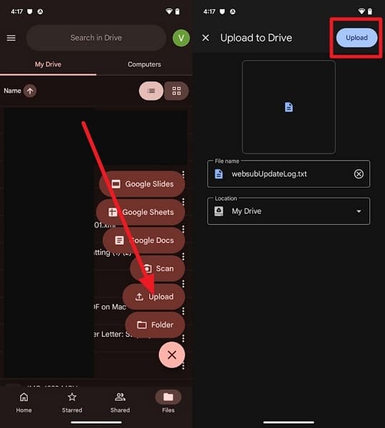 upload file to drive