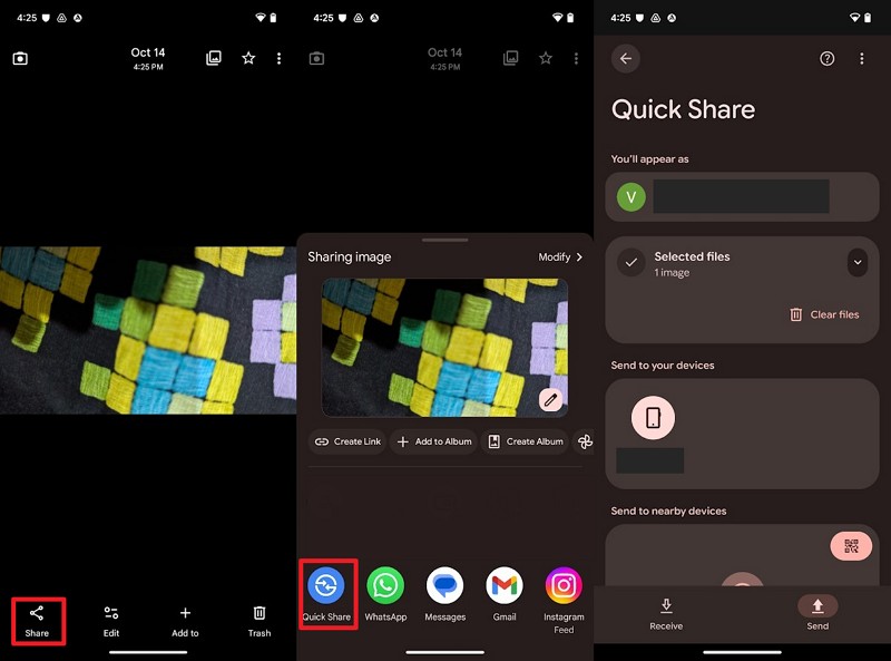 pick quickshare on google pixel