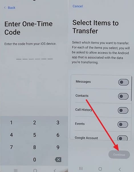 pick data and continue
