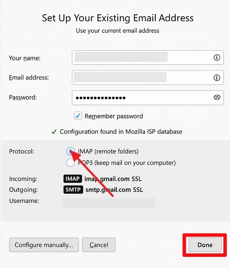 select imap option
