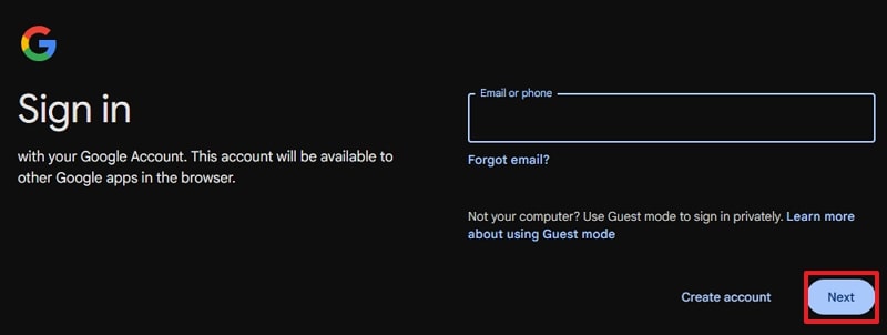 sign in another google account