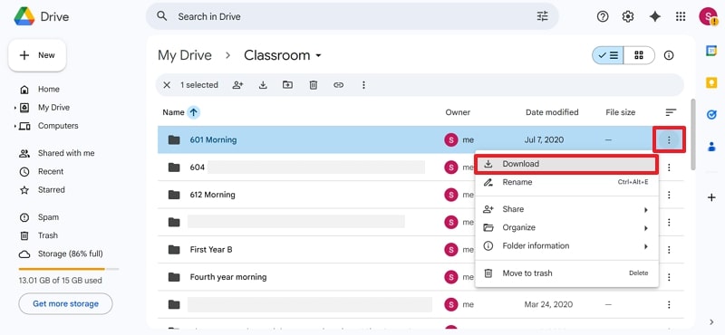 manually download file from drive