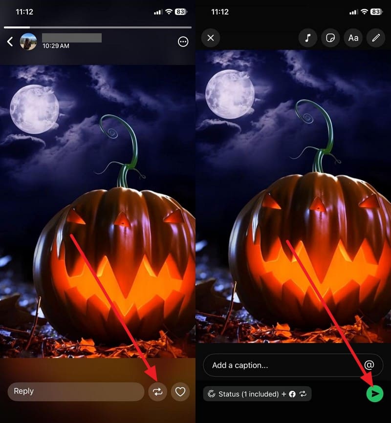 reshare whatsapp status