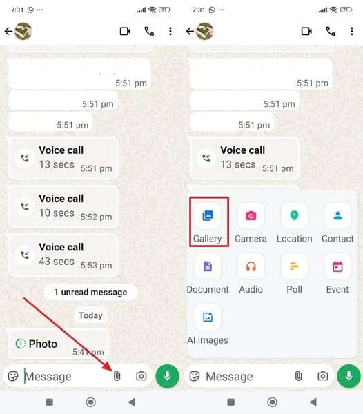 press clip icon select image