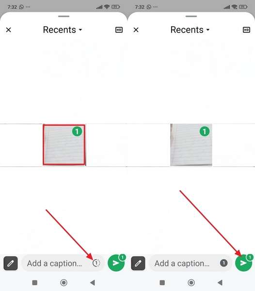 enable view once and send