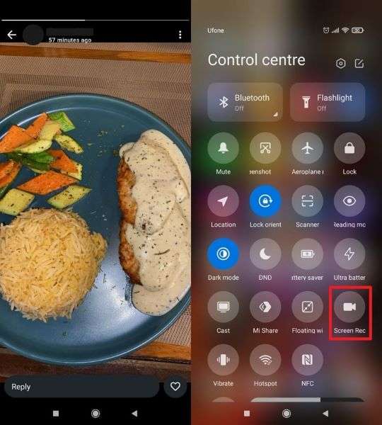 android screenshot and screen recording status