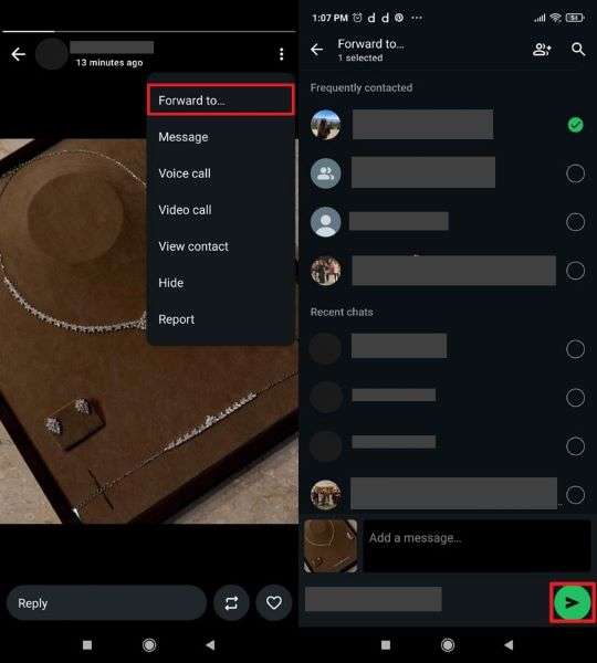 allow sharing and forward status