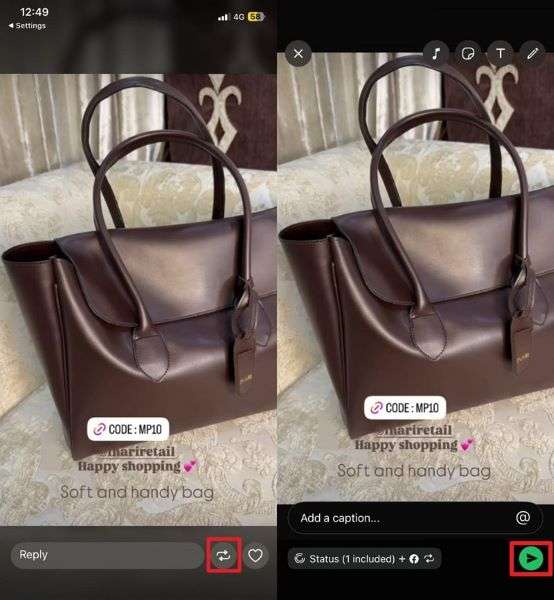 resharing status on iphone