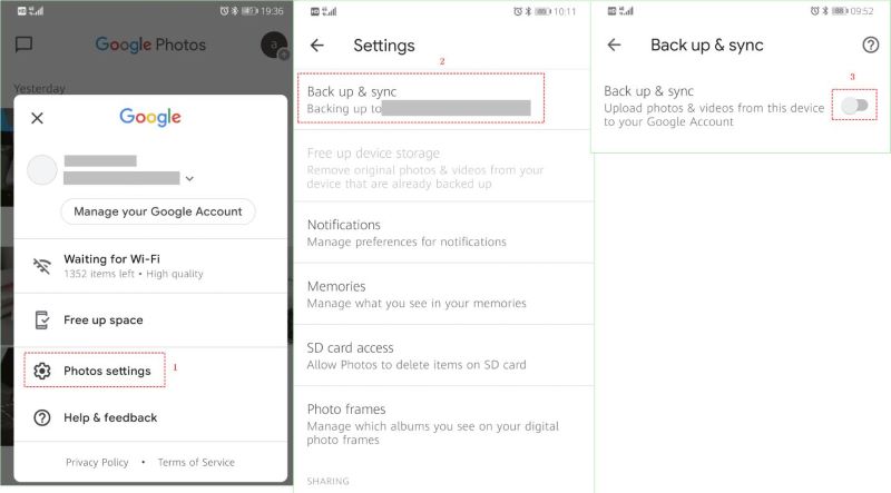google photos turn on backup sync
