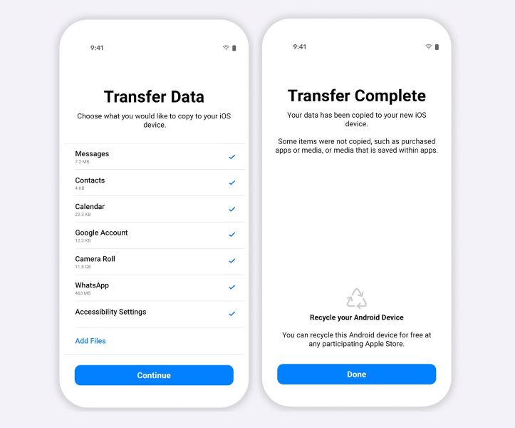 choose data to transfer