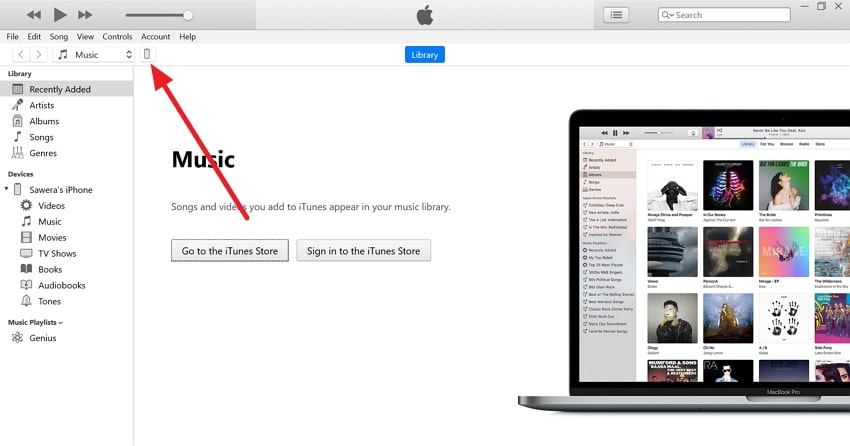 locate mobile icon on itune 