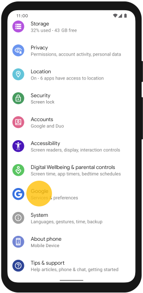 samsung account settings google