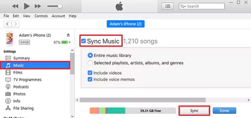 migrate music via itunes