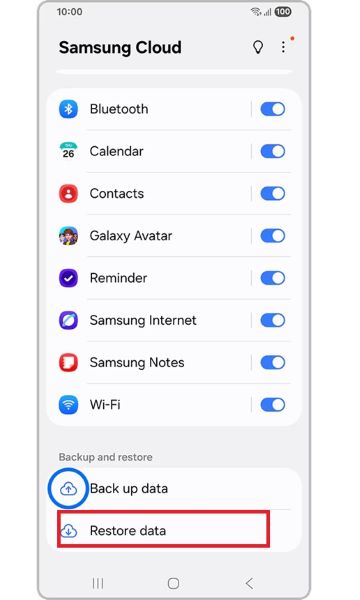 samsung cloud restore data